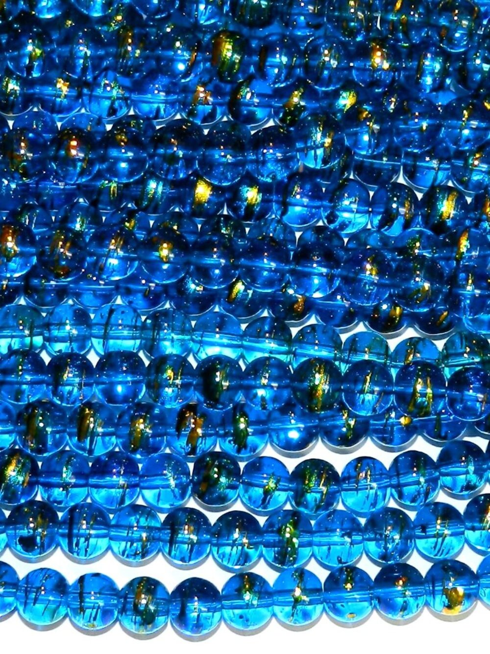 G1781 Dark Blue 8mm Round Metallic Drawbench Swirl Glass Beads 32-inch Strand - Picture 4 of 4